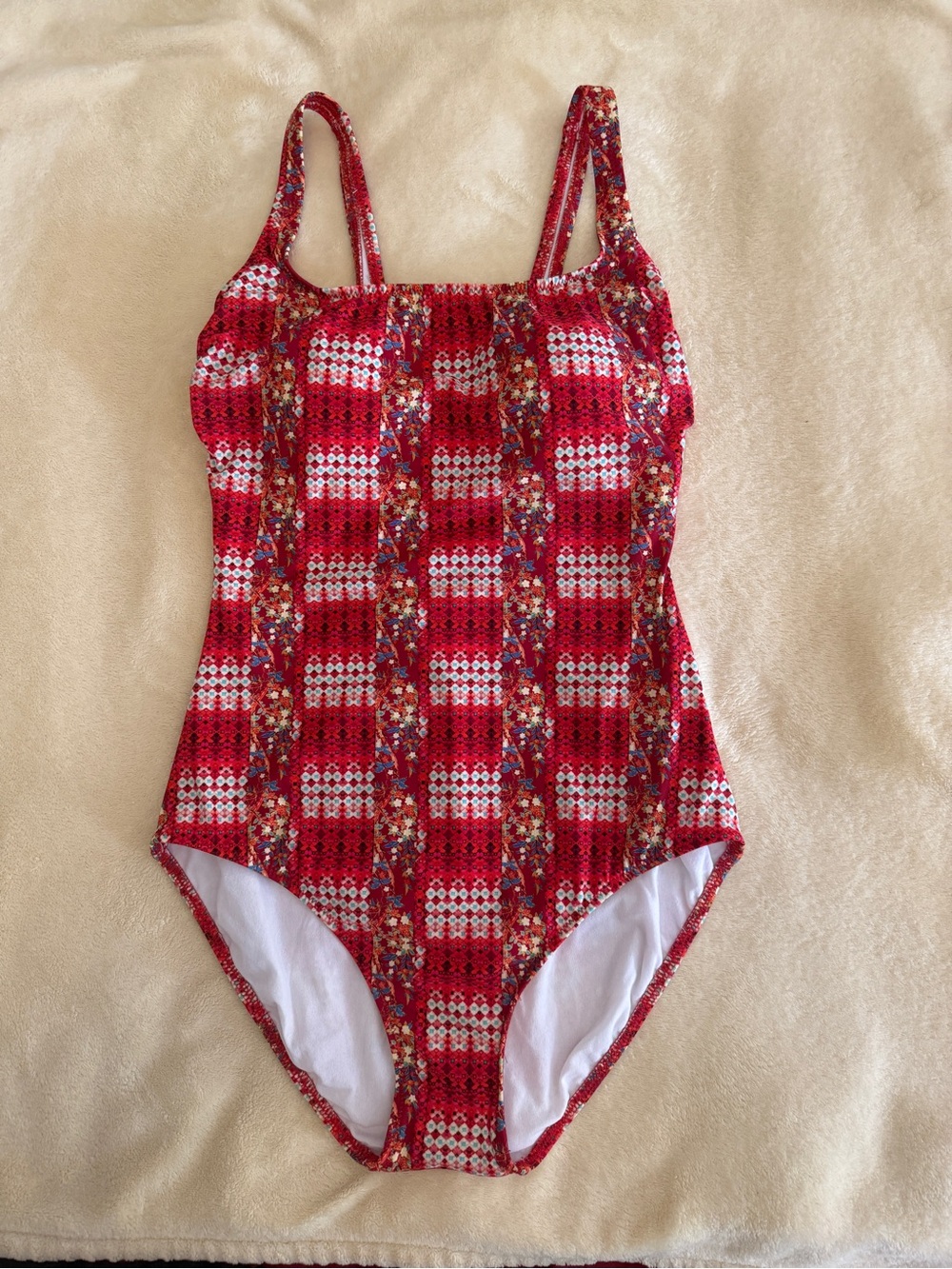 Women’s Red Patterned One-Piece Swimsuit